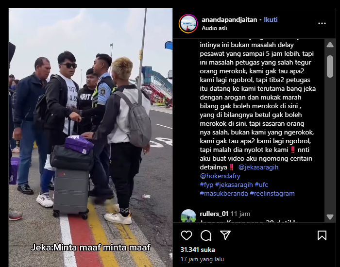 Jeka Saragih cekcok dengan petugas bandara